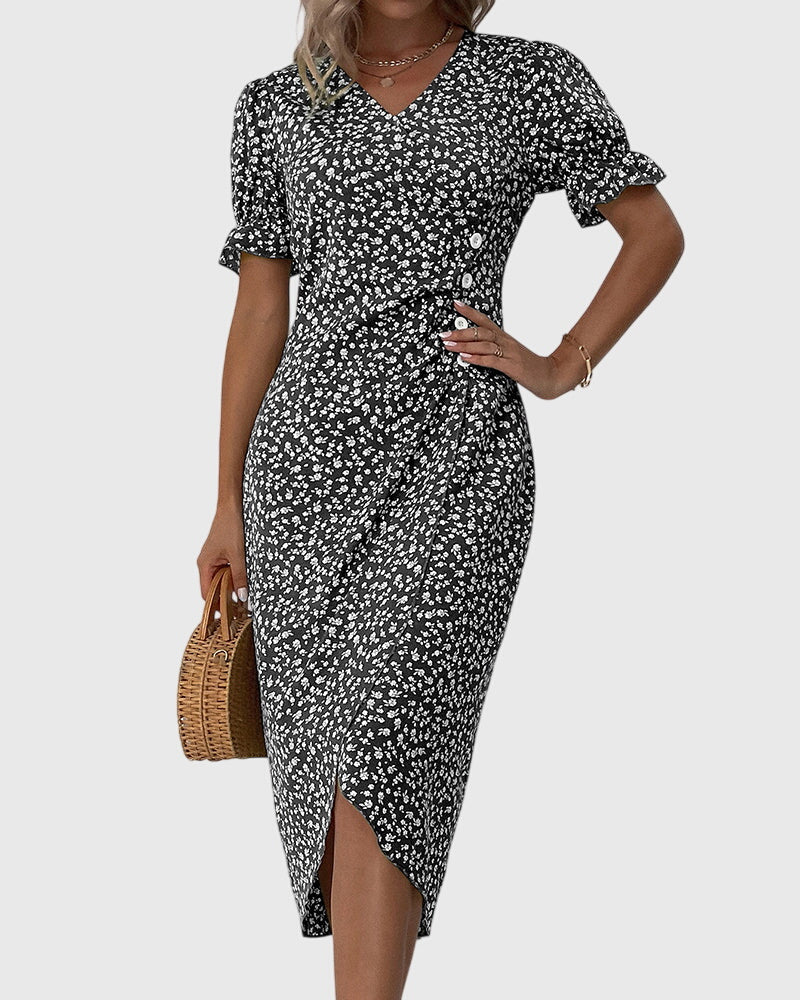 Myrrha - Fresh Bloom V-Neck Dress