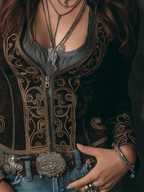 Vintage Brown Velvet Gold Baroque Embroidery Jacket
