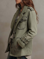 Vintage Olive Green Sherpa-Lined Utility Jacket