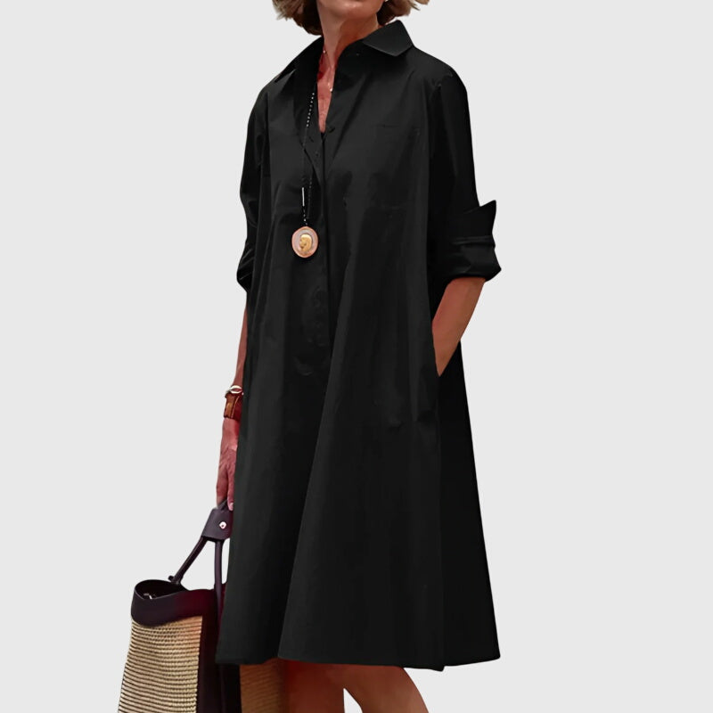 Philomela - Women's midi dress with a flowing cut and effortless comfort