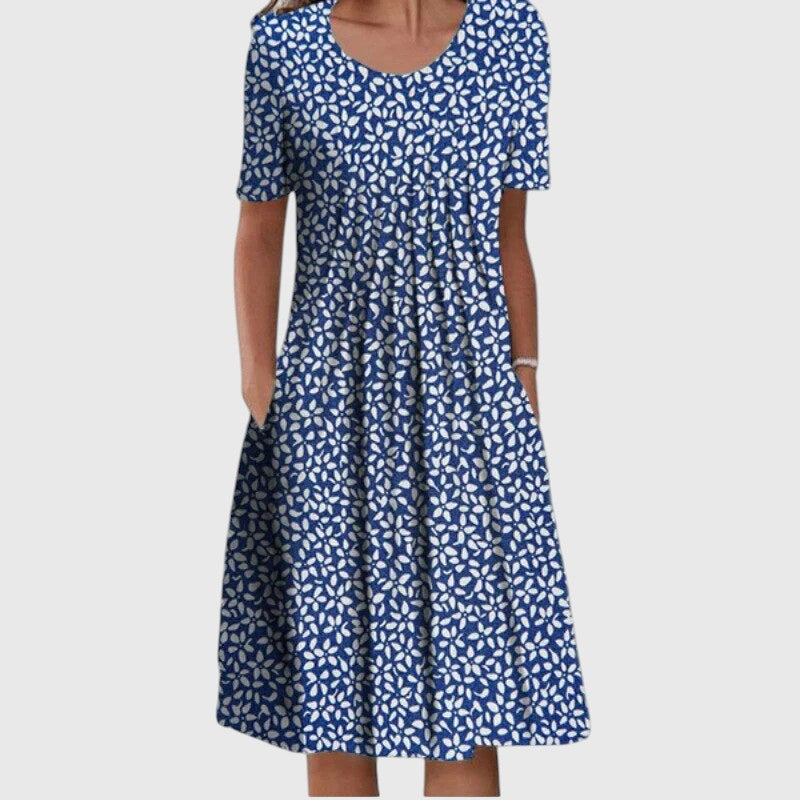 Rheaara - Elegant Tummy Flattering Midi Dress