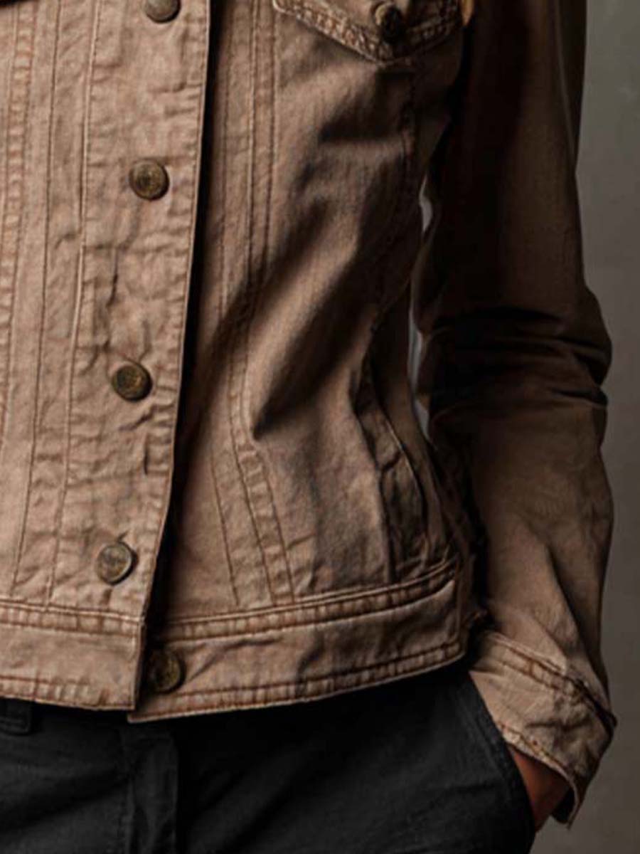 Vintage Washed Tan Denim Jacket