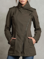 Irregular Zipper Military-style Jacket