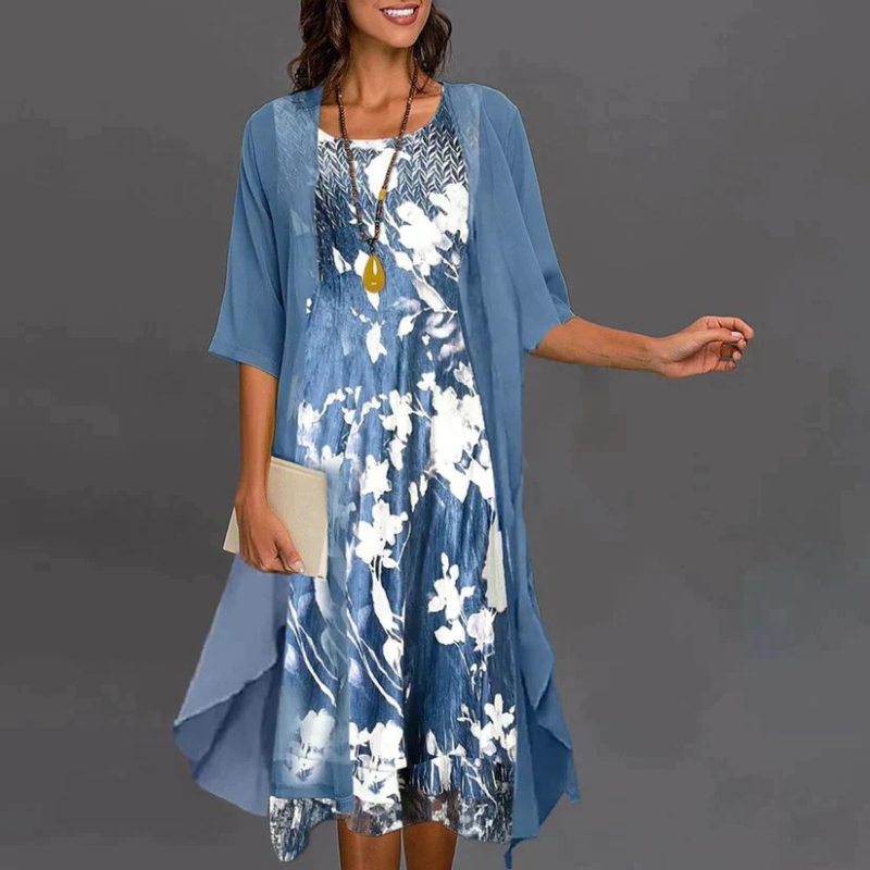 Clytie - Ladies dress with floral pattern and blazer