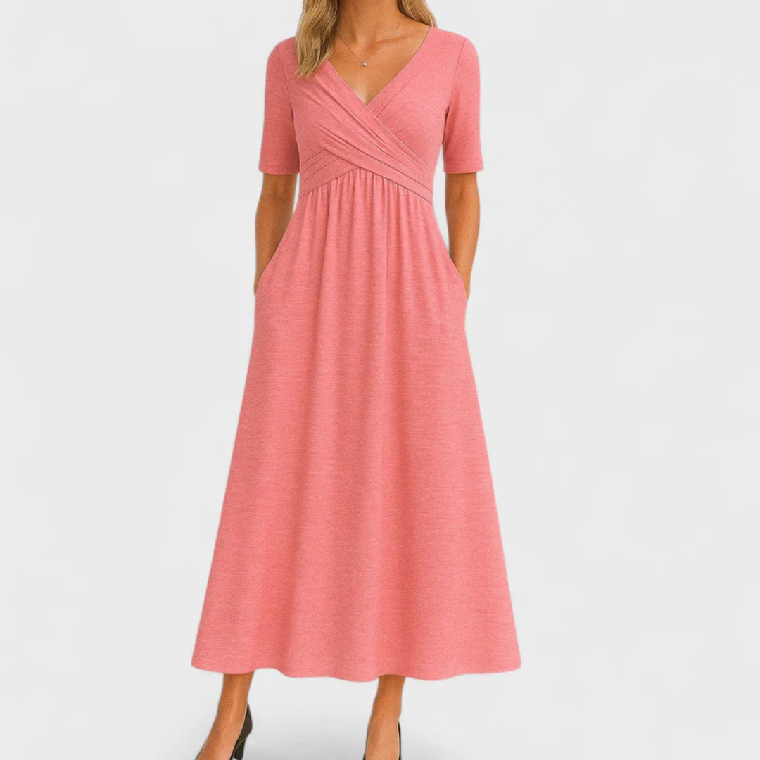 Praxithea - Crossed dress with short sleeves