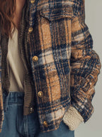 Vintage Plaid Sherpa-Lined Jacket