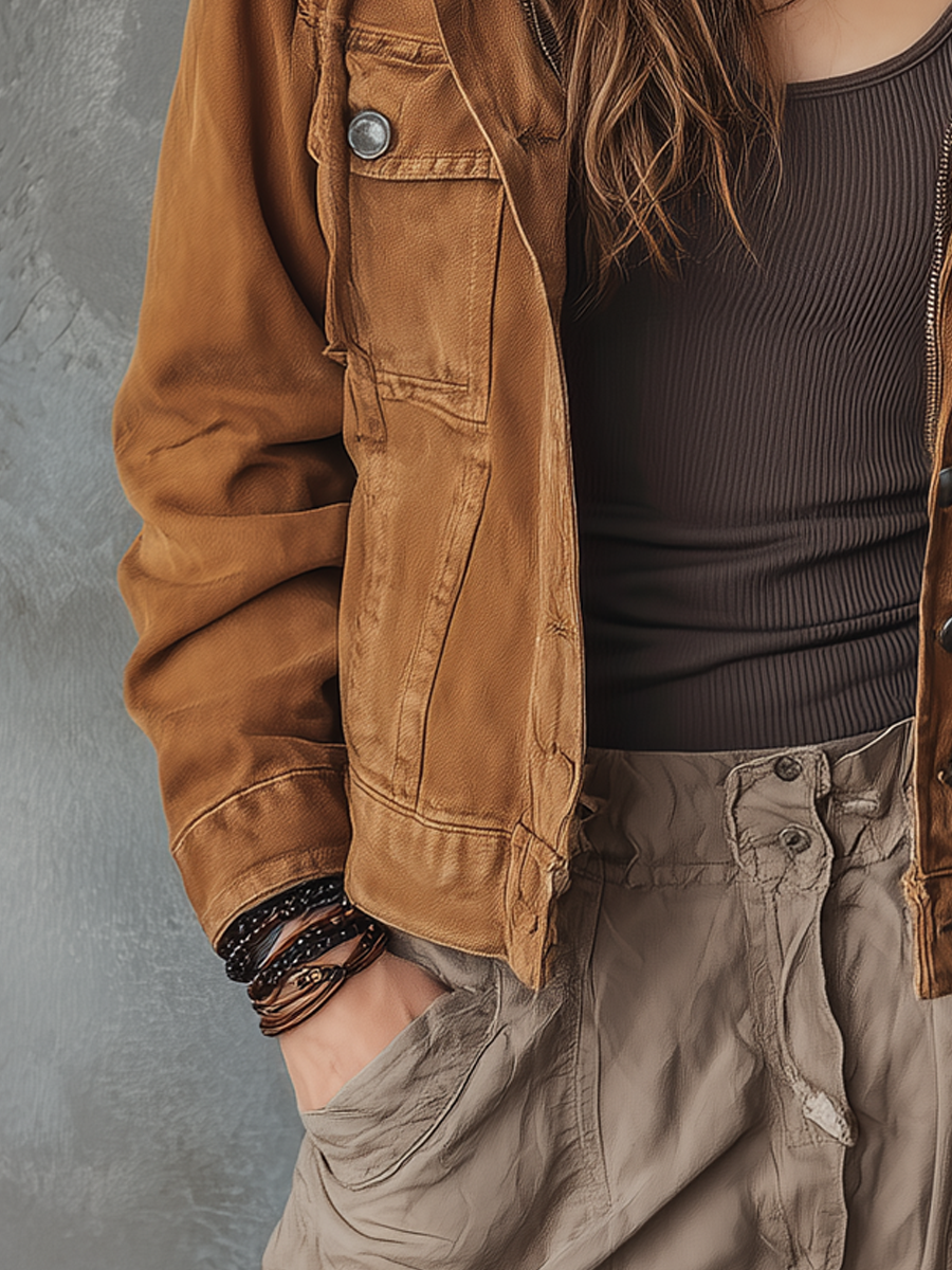Vintage Washed Hooded Worker Jacket