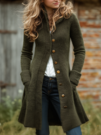Vintage Stand Collar Slim-fit Knitted Jacket