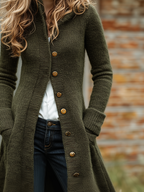 Vintage Stand Collar Slim-fit Knitted Jacket