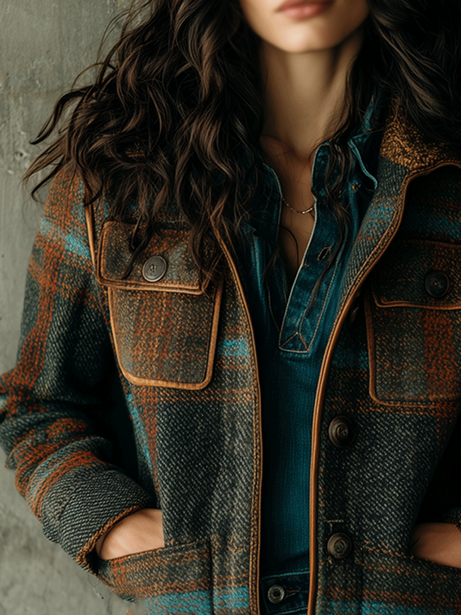 Chic Checked Wool-Blend Jacket
