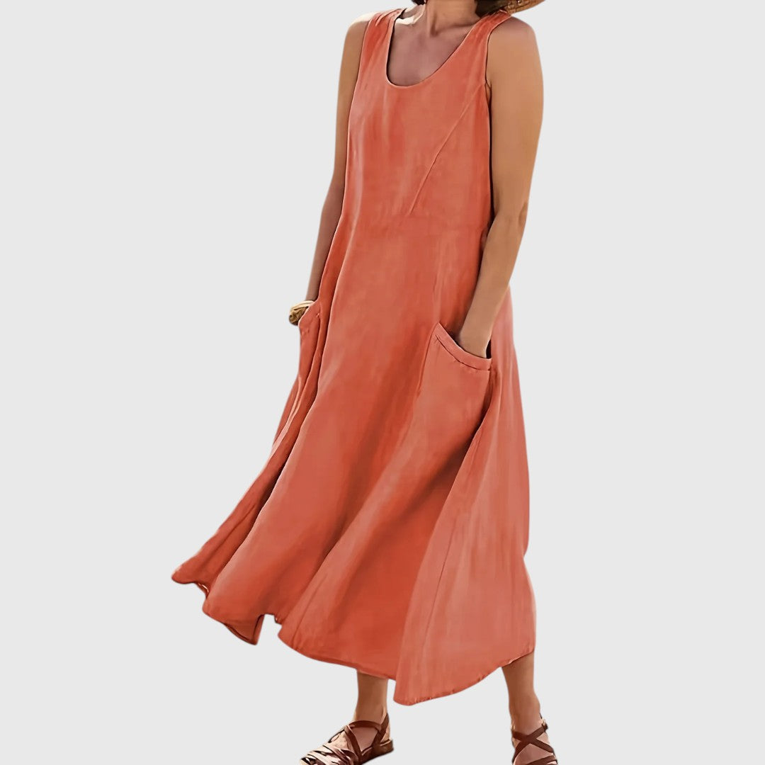 Amphitriteaia - Casual Sleeveless Dress with Pockets