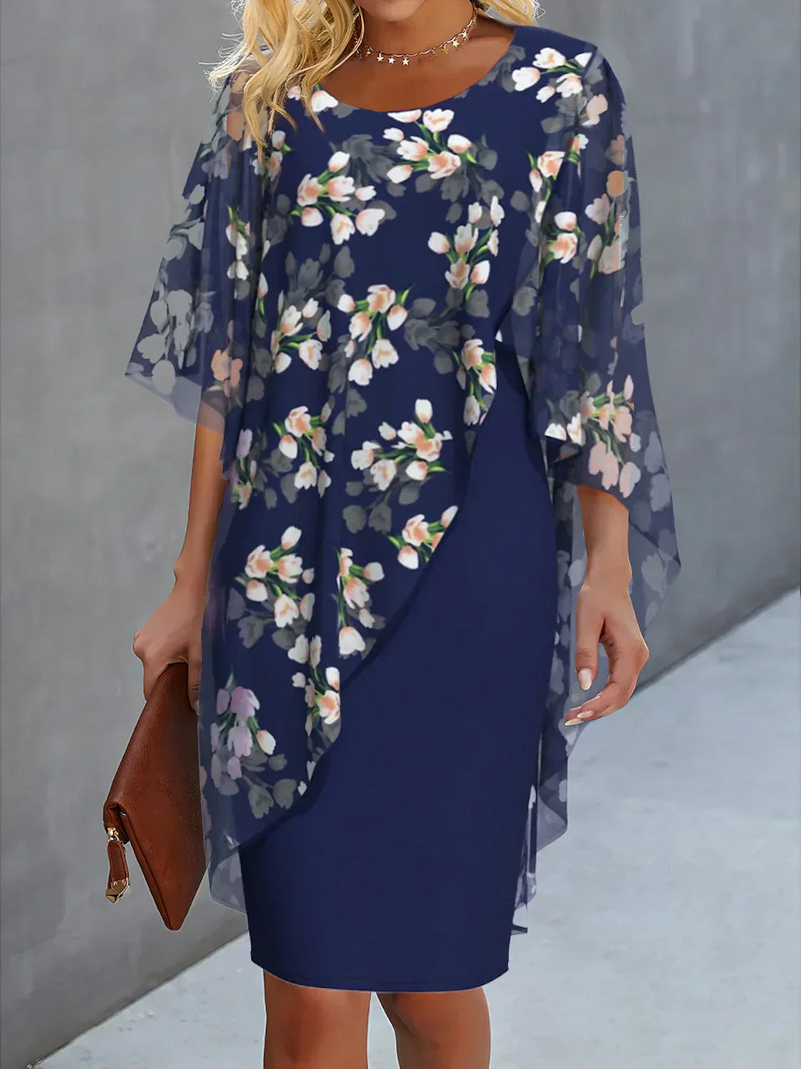 Nike - Summer dress with floral pattern and overlay for women