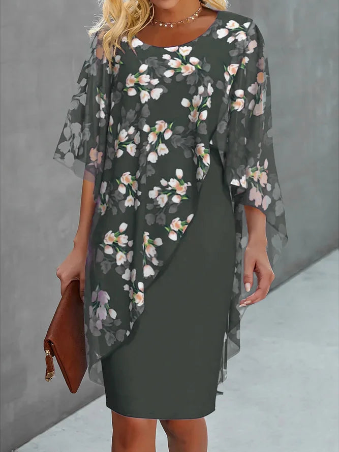 Nike - Summer dress with floral pattern and overlay for women