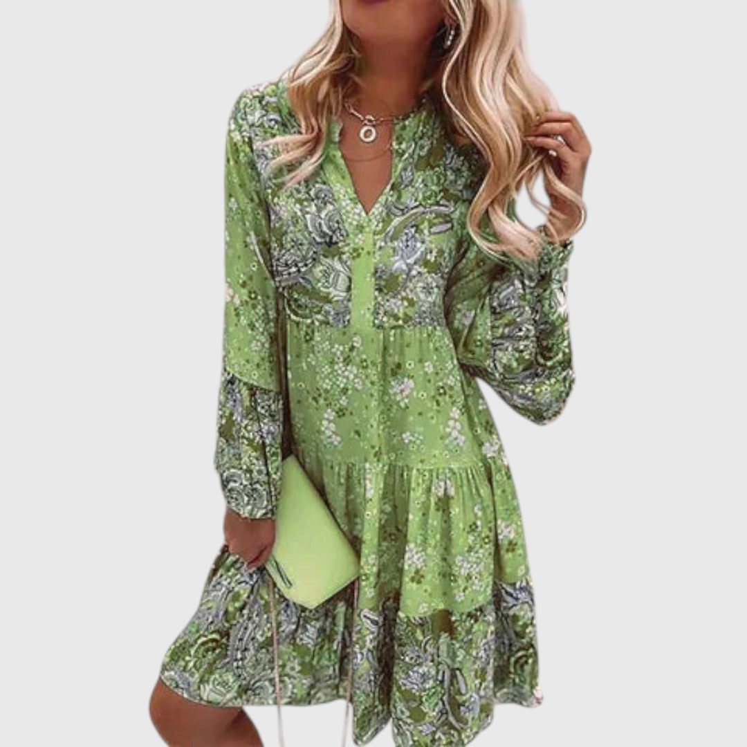 Autonoe - Women's midi dress with floral pattern