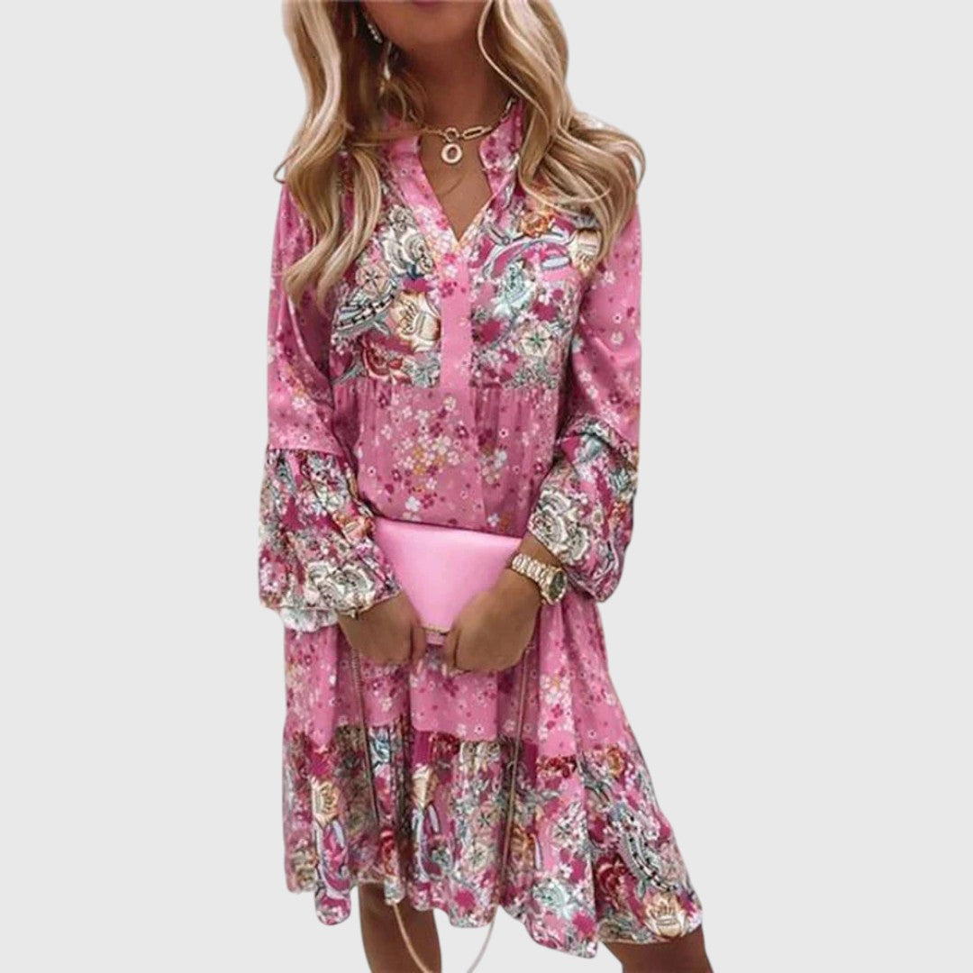 Autonoe - Women's midi dress with floral pattern