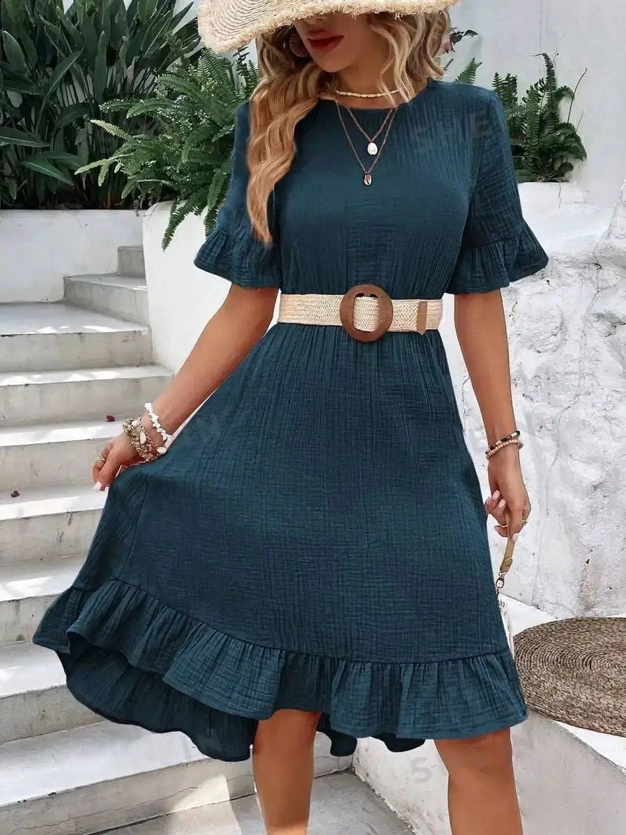 Iphigenia - Elegant Casual Short Sleeve Dress