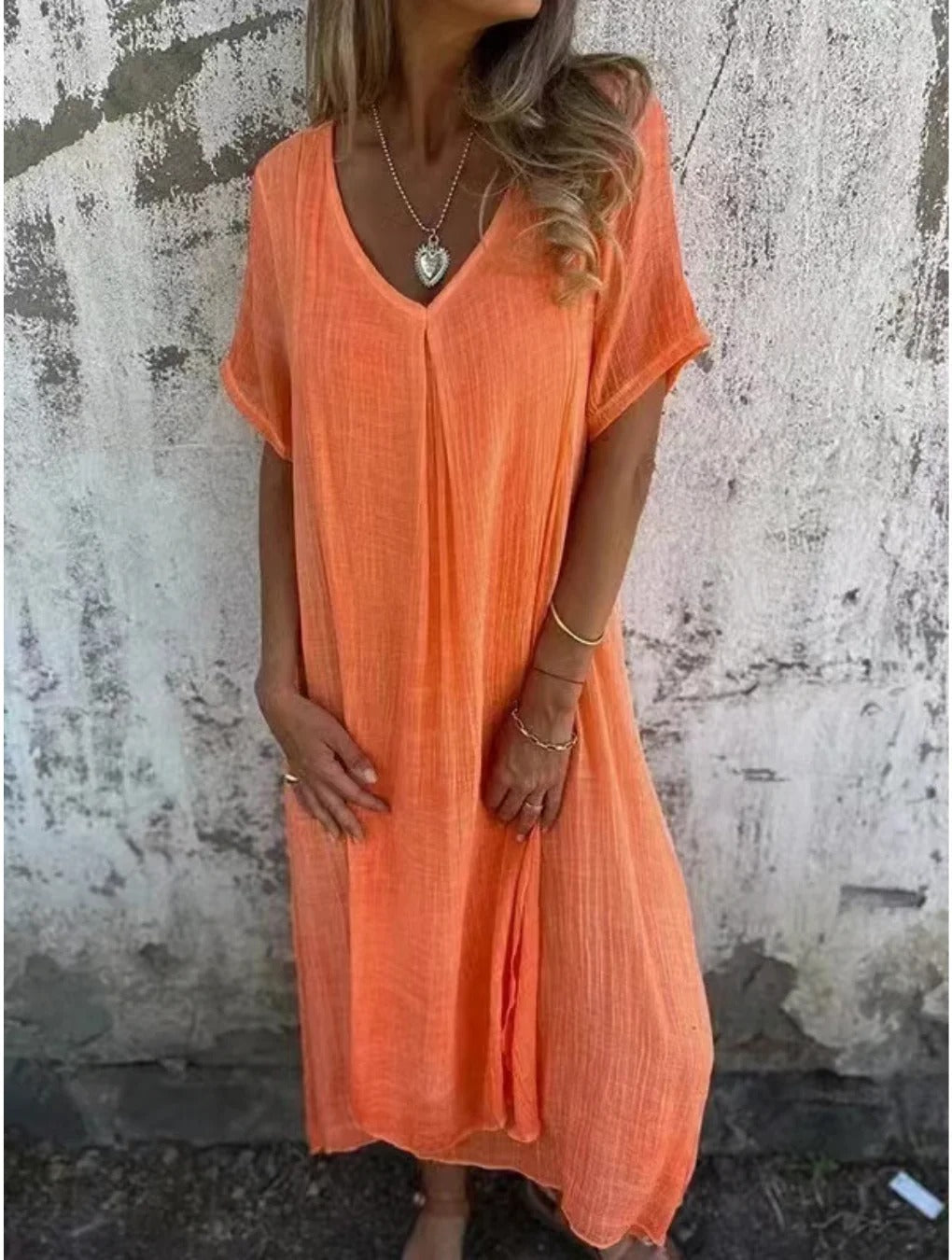 Letoaia - Comfortable dress with V-neck