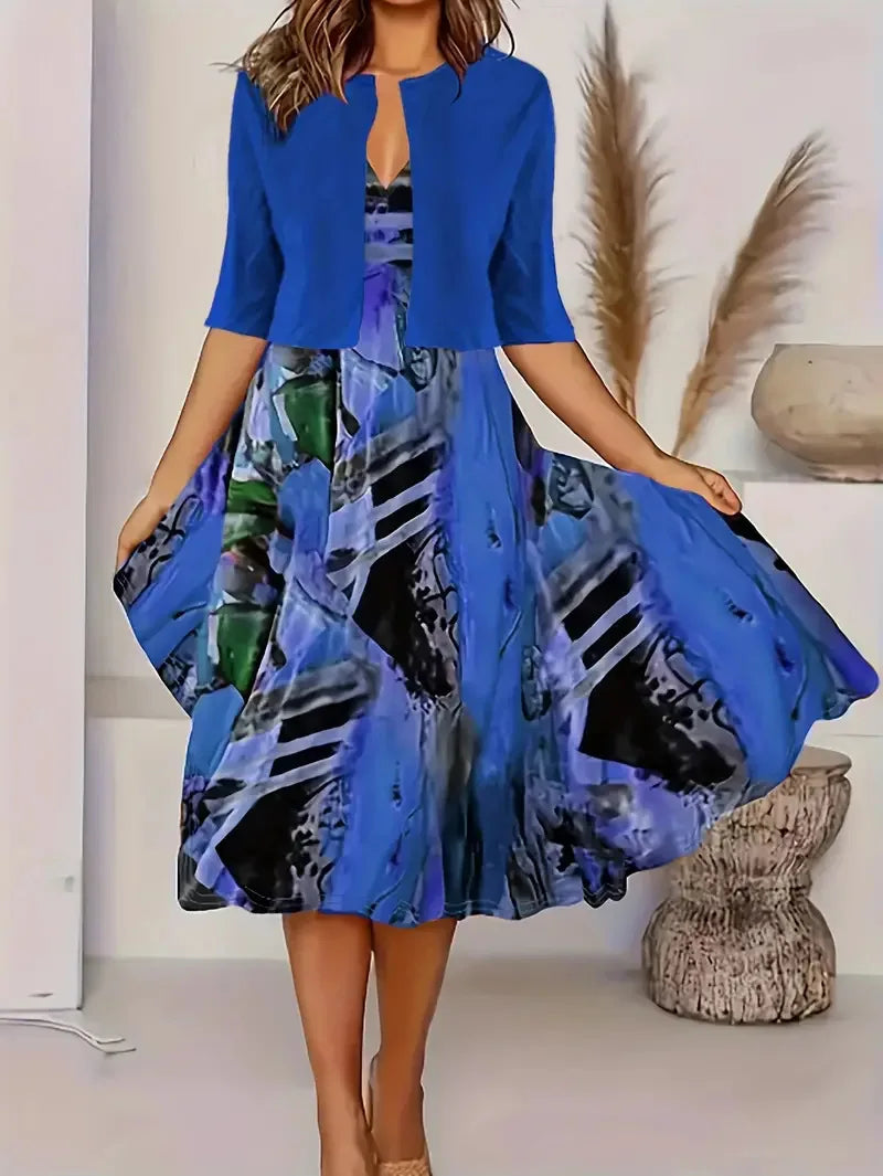 Pasiphae - Chic ladies summer midi dress with blazer
