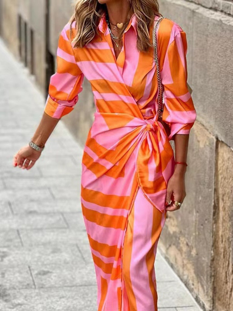 Danae - Wrap dress with 3/4 sleeves for women
