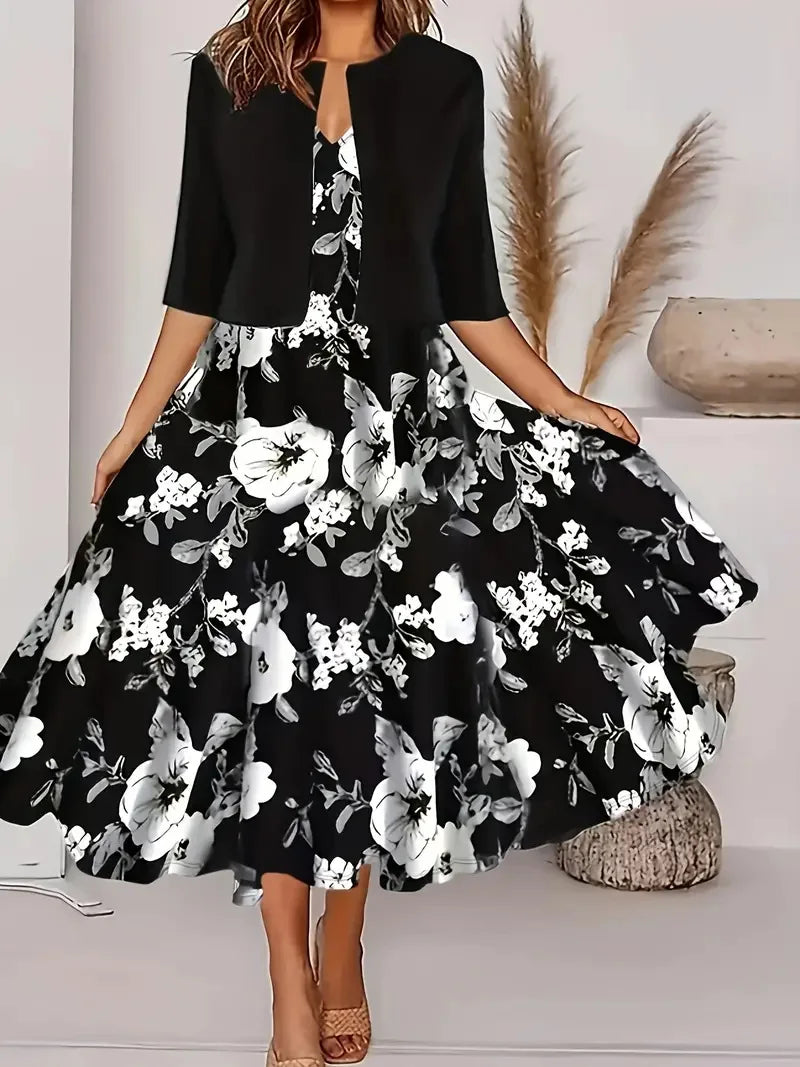 Pasiphae - Chic ladies summer midi dress with blazer