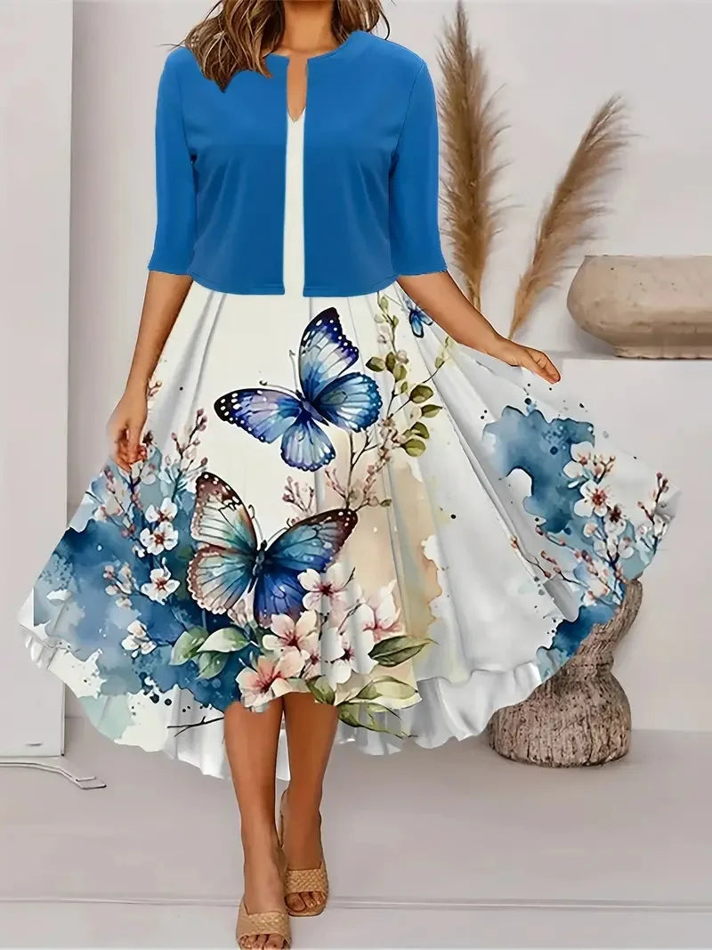 Pasiphae - Chic ladies summer midi dress with blazer