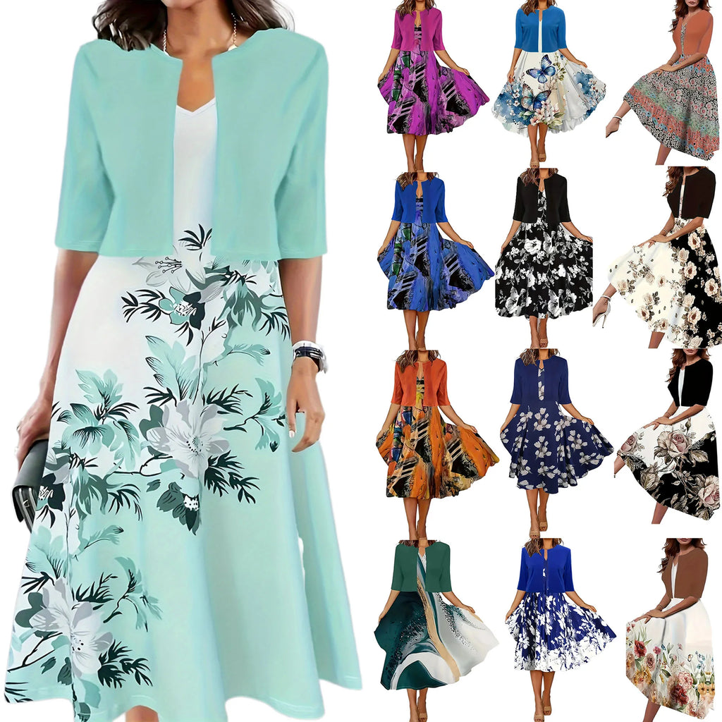 Pasiphae - Chic ladies summer midi dress with blazer