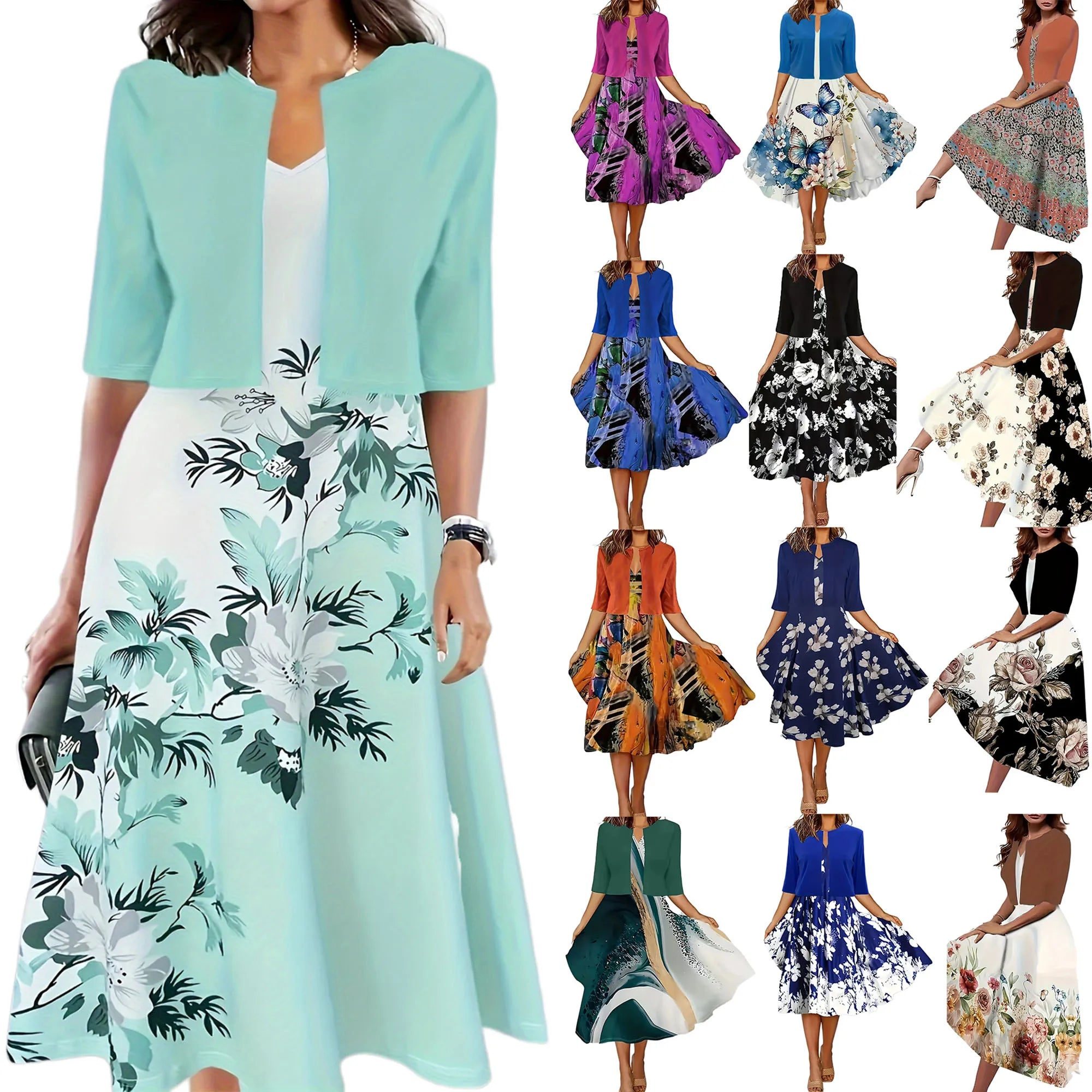 Pasiphae - Chic ladies summer midi dress with blazer