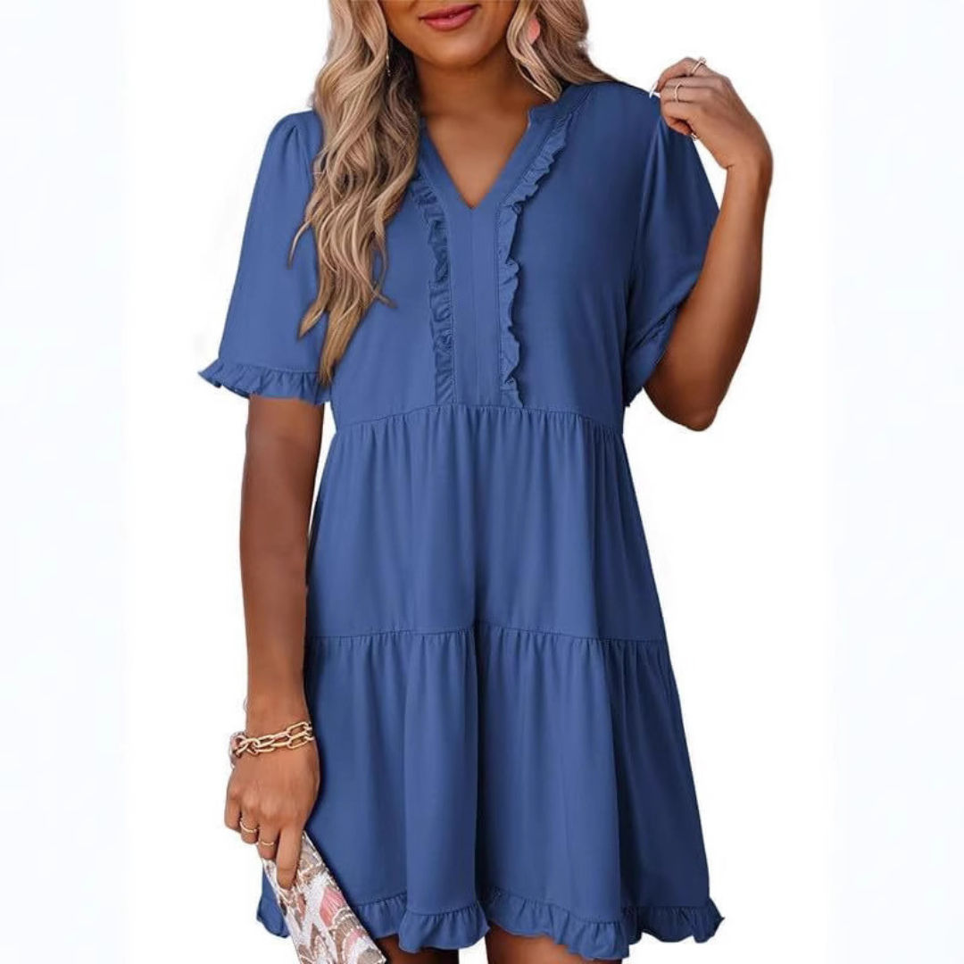 Tyche - Casual V-Neck Mini Dress