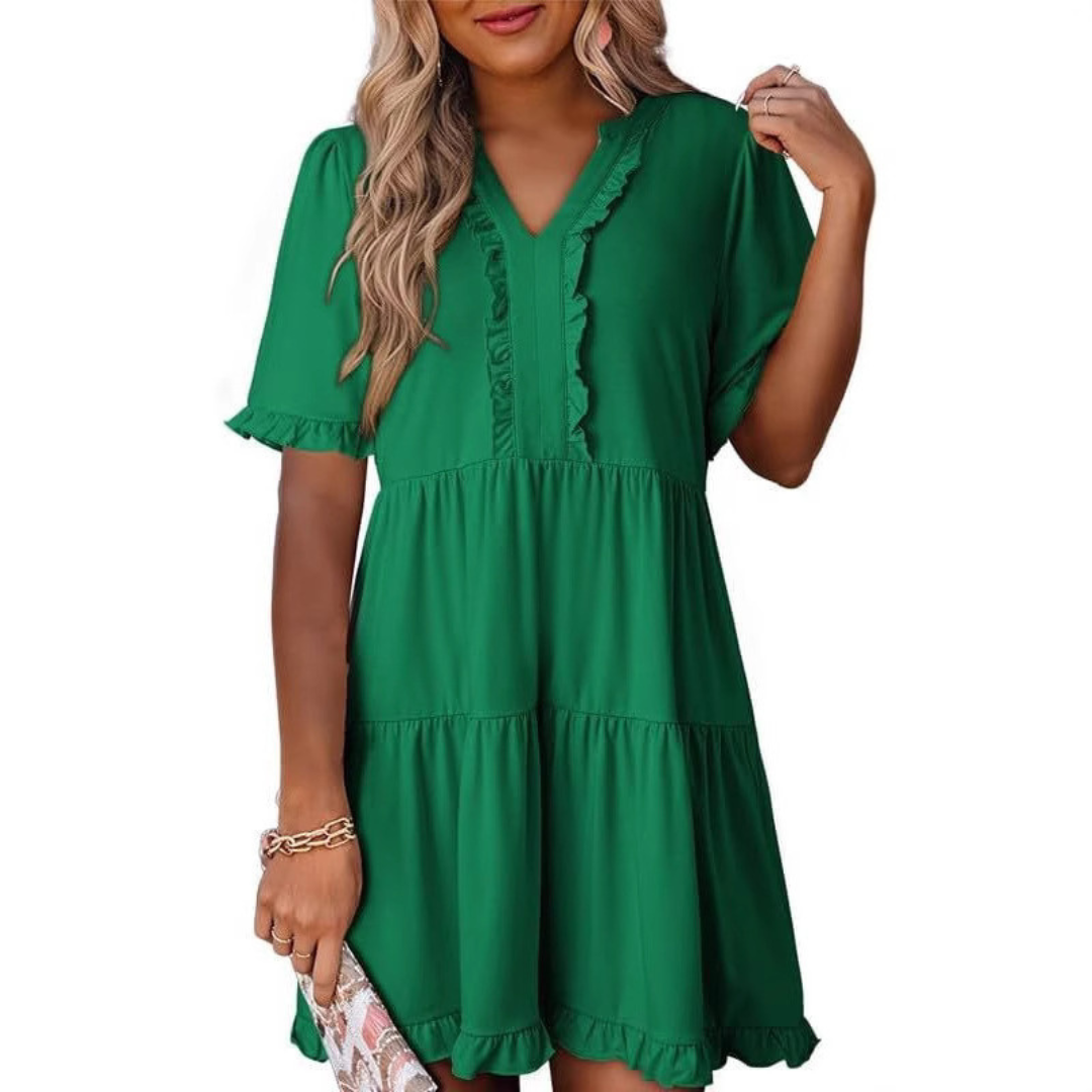 Tyche - Casual V-Neck Mini Dress