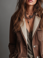 Retro Multi-pocket Faux Sherpa Lined Denim Coat