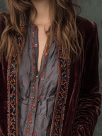 Bohemian Embroidered Velvet Jacket