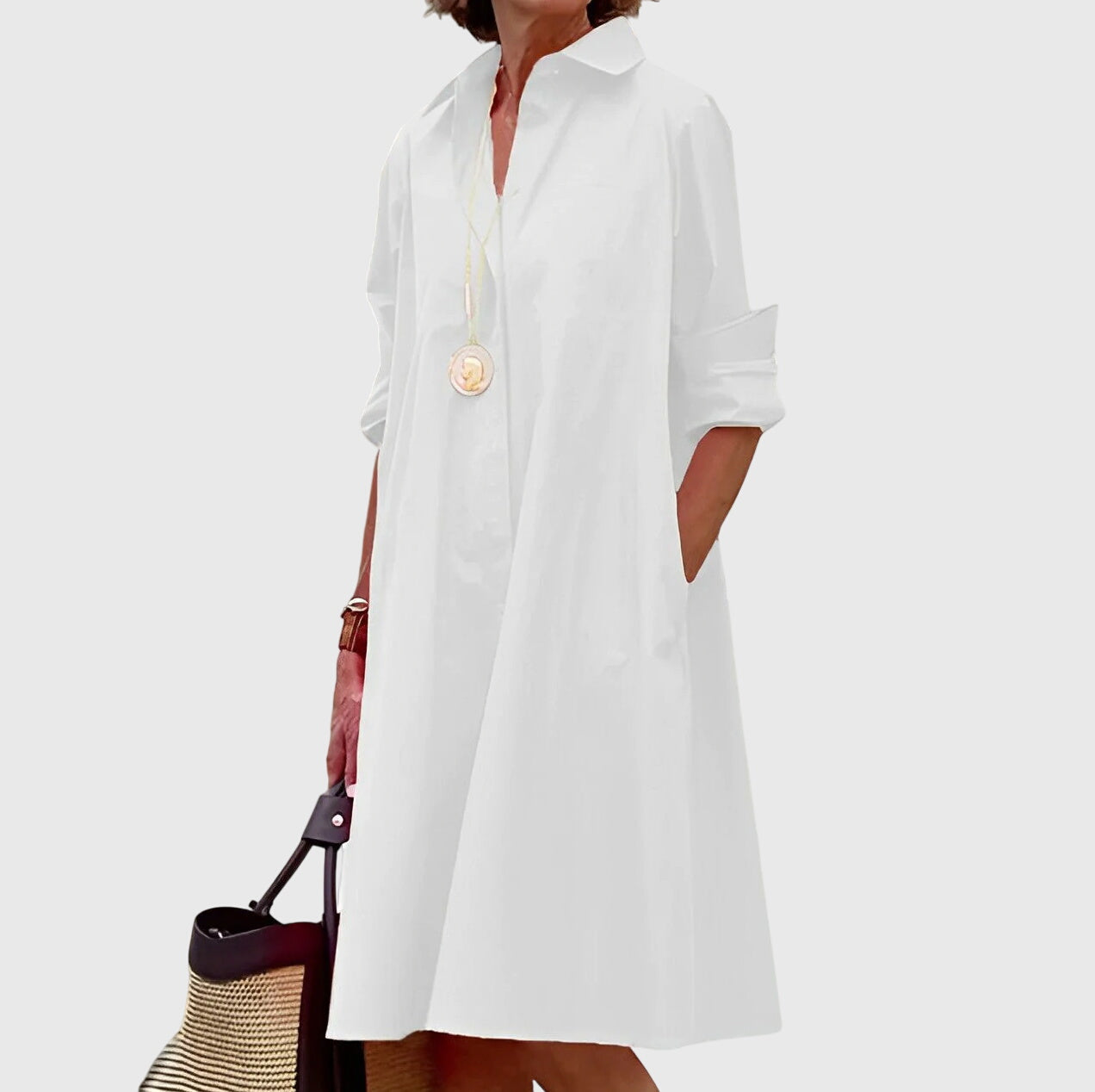 Philomela - Women's midi dress with a flowing cut and effortless comfort