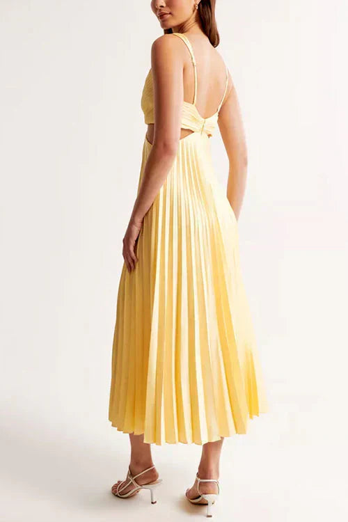 Leto - Elegant pleated evening midi dress for women