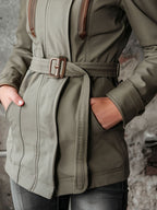 Utility Belted Parka Hooded Coat With Eco Leather Detail