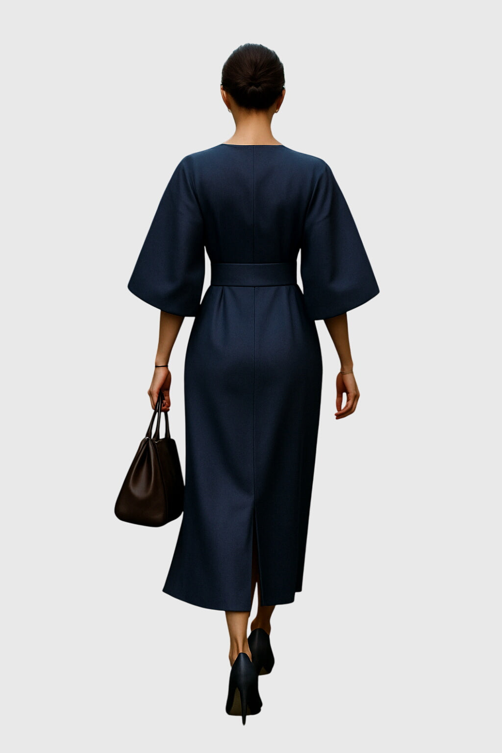 Plouto - Elegant Wide-Sleeve Midi Dress