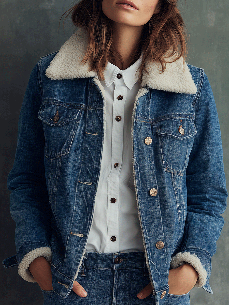 Vintage Classic Sherpa Lined Denim Jacket