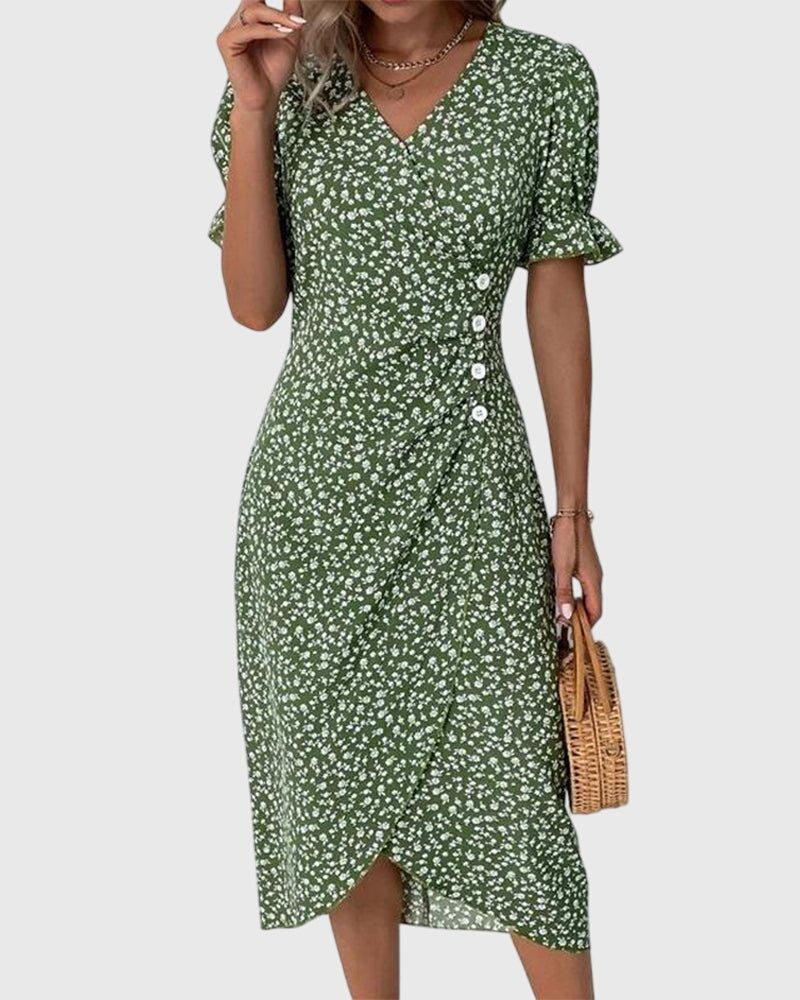 Myrrha - Fresh Bloom V-Neck Dress