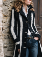 Vintage Striped Fringed Hem Knitted Jacket