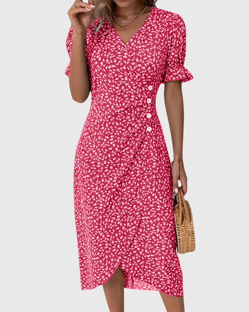 Myrrha - Fresh Bloom V-Neck Dress