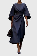 Plouto - Elegant Wide-Sleeve Midi Dress