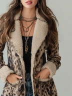 Vintage Shearling Leopard Print Eco-friendly Suede Jacket