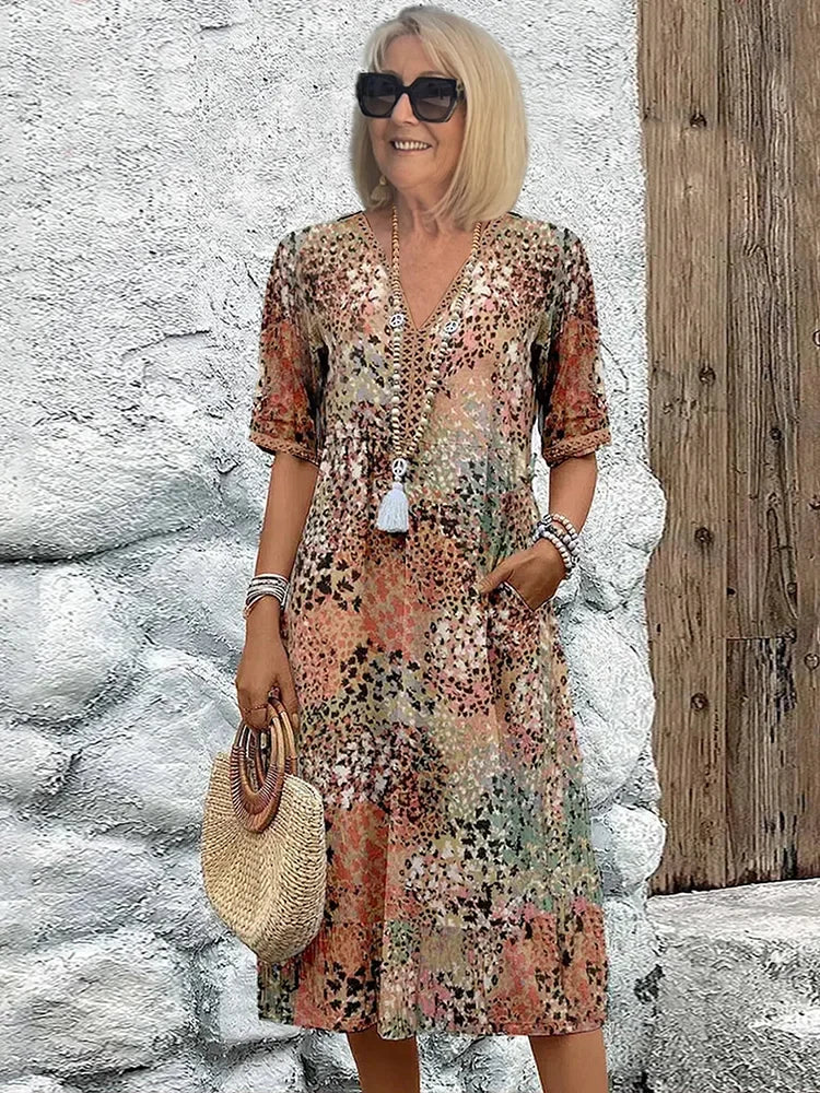 Eucharis - Vibrant Midi Length Dress