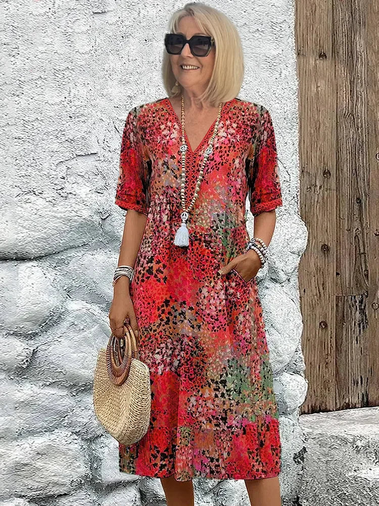 Eucharis - Vibrant Midi Length Dress