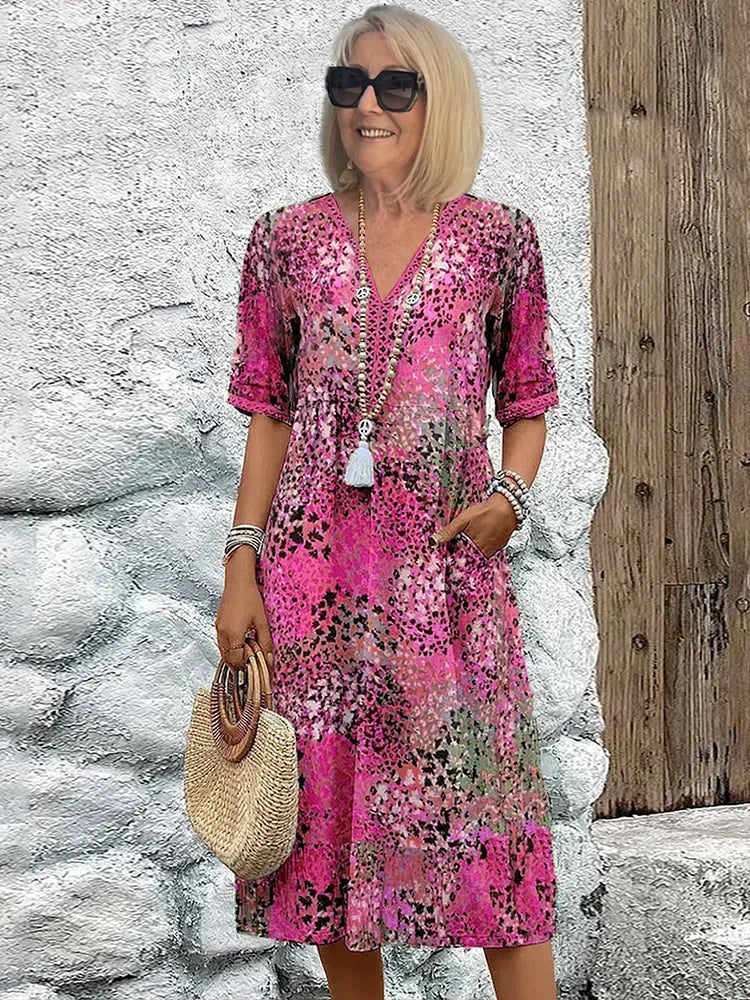 Eucharis - Vibrant Midi Length Dress