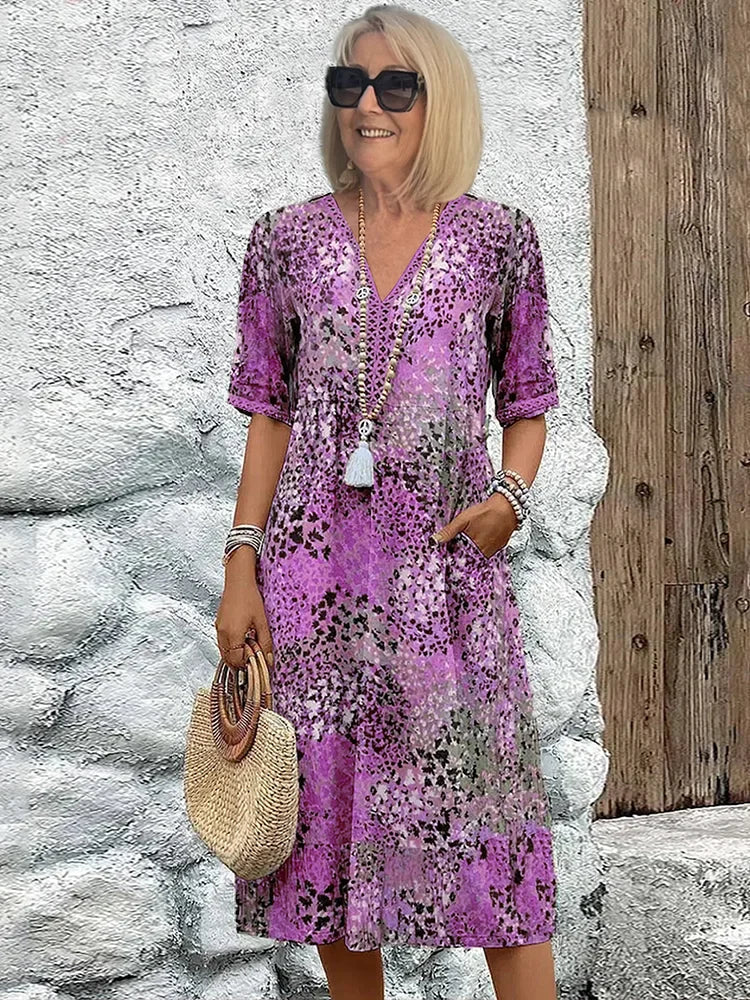 Eucharis - Vibrant Midi Length Dress