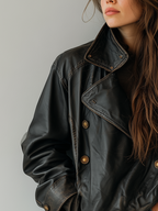 Vintage Double-breasted Lapel Eco-friendly Leather Jacket