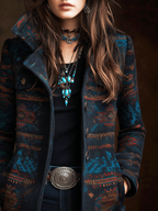 Retro Southwestern Geometric Print Wool Jacket