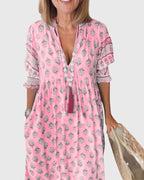 Eileithyiaara - Printed V-Neck Dress