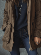 Casual Outdoor Fur Hooded Parka Work Jacket