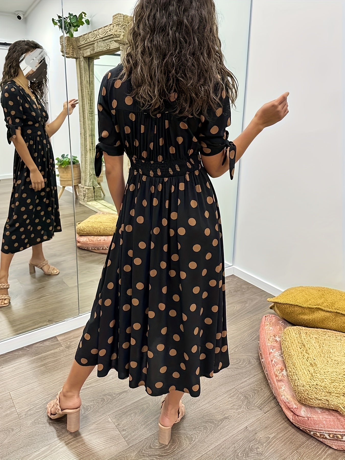 Hebeaia - Polka Dot V-Neck Dress